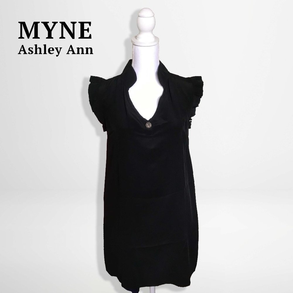 Silk Short Sleeve Black Short Dress by MYNE Ashley Ann | Size 2